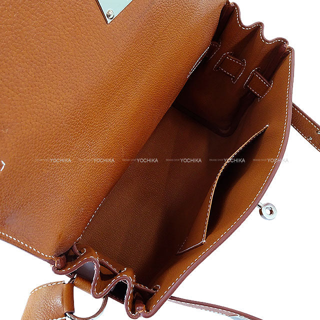 [Pre-loved] HERMES Shoulder bag Kelly Messenger 24 PM Fauve Barenia Faubourg Silver HW Stamp B[LIKE NEW][Authentic]