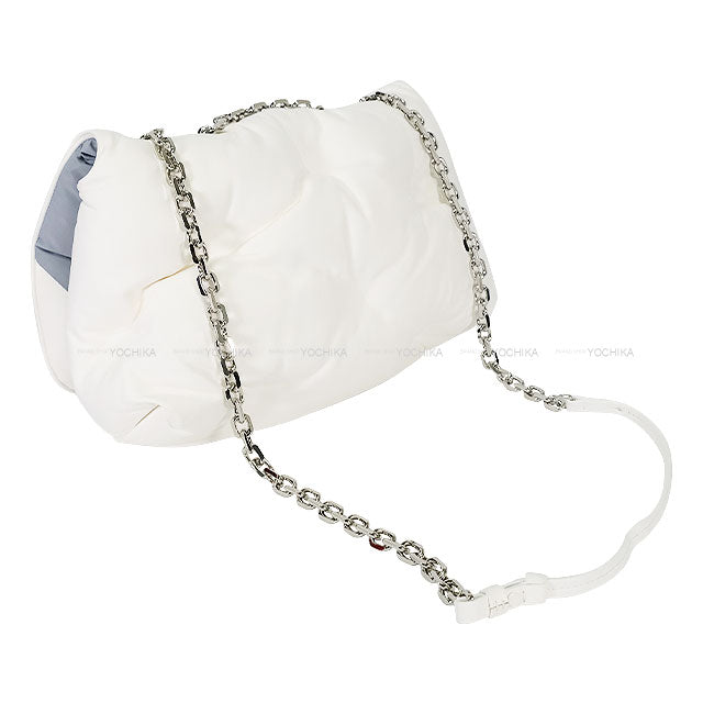 2025SS Maison Margiela Shoulder bag Glam Slam Flap Medium Chain White/Light Grey Full grain nappa leather Silver HW S56WG0169P4300H9677[BRAND NEW][Authentic]