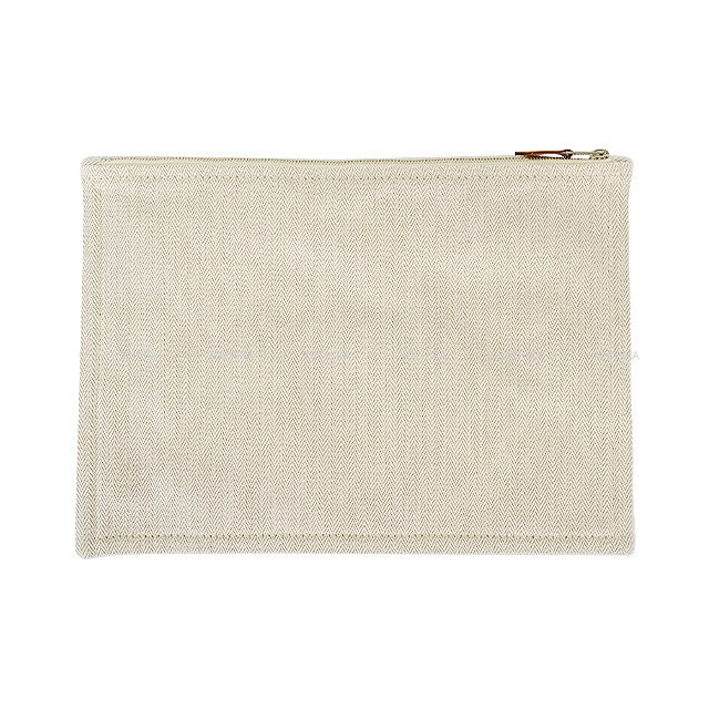 HERMES Pouch Poche Truth Tipi Fringe Beige Toile/Leather Silver HW[EXCELLENT][Authentic]
