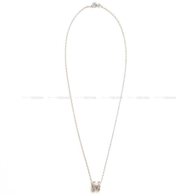 HERMES necklace Mini Pop H Marron Grace Shilver plated/Lacquer Silver HW[BRAND NEW][Authentic]