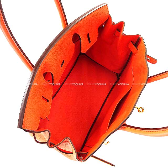 HERMES Handbag Birkin30 Orange Poppy Veau Togo Gold HW Stamp A[EXCELLENT][Authentic]