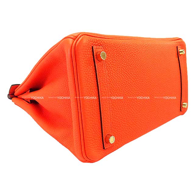 HERMES Handbag Birkin30 Orange Poppy Veau Togo Gold HW Stamp A[EXCELLENT][Authentic]