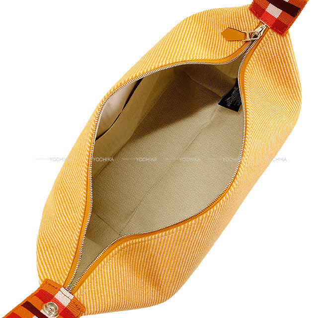 HERMES Pouch Bride a Brac GM Au Carre Orange Wooltwill/Toile Chevrons Silver HW[BRAND NEW][Authentic]