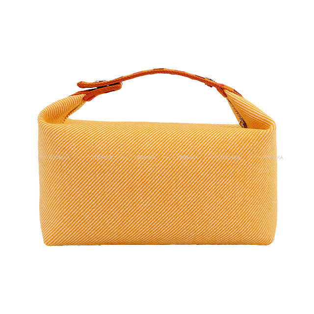 HERMES Pouch Bride a Brac GM Au Carre Orange Wooltwill/Toile Chevrons Silver HW[BRAND NEW][Authentic]