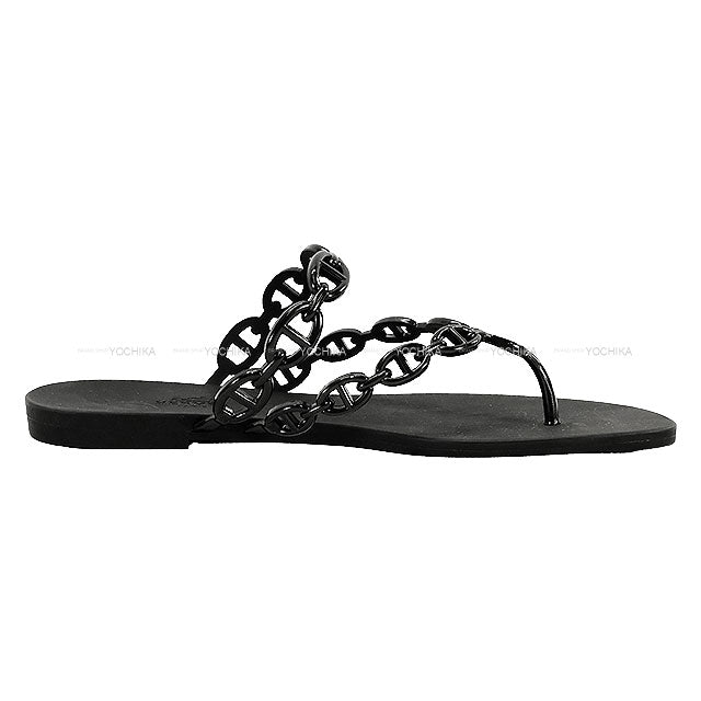 HERMES sandals Sandals island  #40 Noir (Black) Rubber 40[EXCELLENT][Authentic]