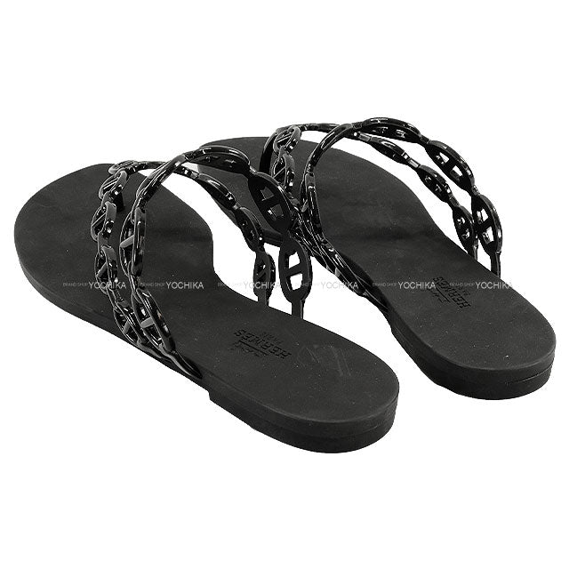 HERMES sandals Sandals island  #40 Noir (Black) Rubber 40[EXCELLENT][Authentic]