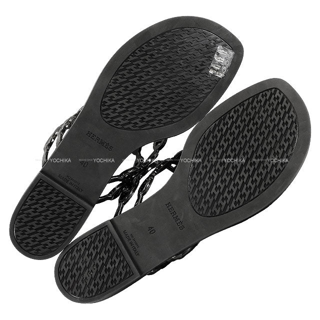 HERMES sandals Sandals island  #40 Noir (Black) Rubber 40[EXCELLENT][Authentic]