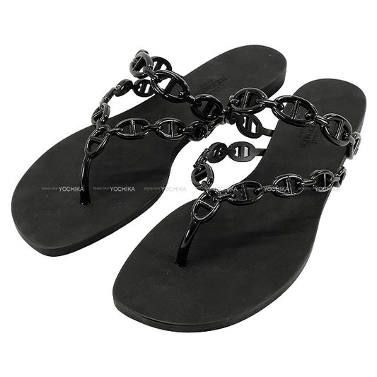 HERMES sandals Sandals island  #40 Noir (Black) Rubber 40[EXCELLENT][Authentic]