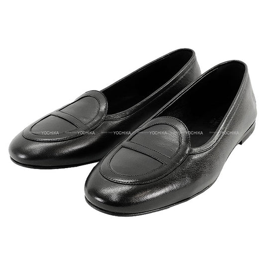 HERMES loafers Moccasin Shoes Julia #39 Noir (Black) Chevre Myzore 39[BRAND NEW][Authentic]