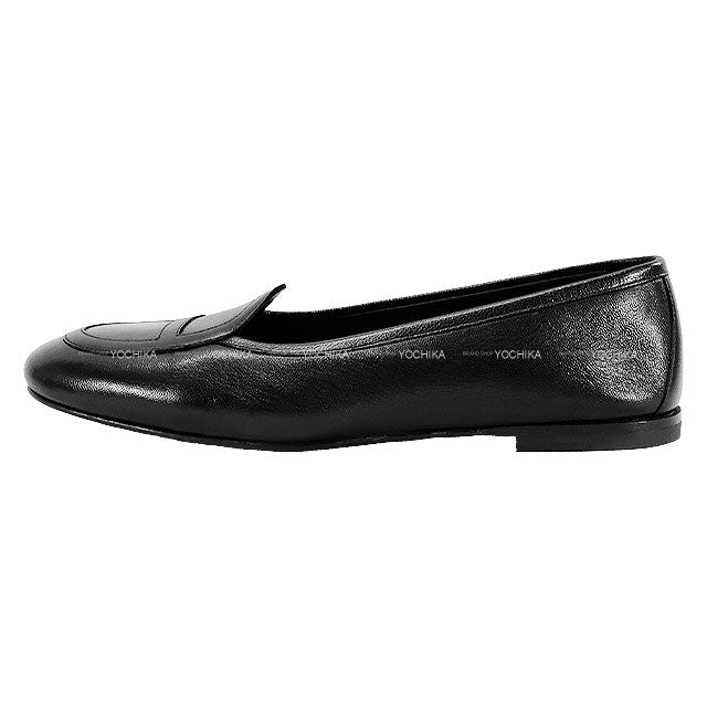 HERMES loafers Moccasin Shoes Julia #39 Noir (Black) Chevre Myzore 39[BRAND NEW][Authentic]