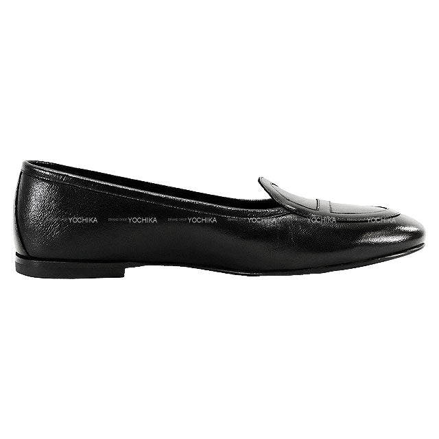 HERMES loafers Moccasin Shoes Julia #39 Noir (Black) Chevre Myzore 39[BRAND NEW][Authentic]