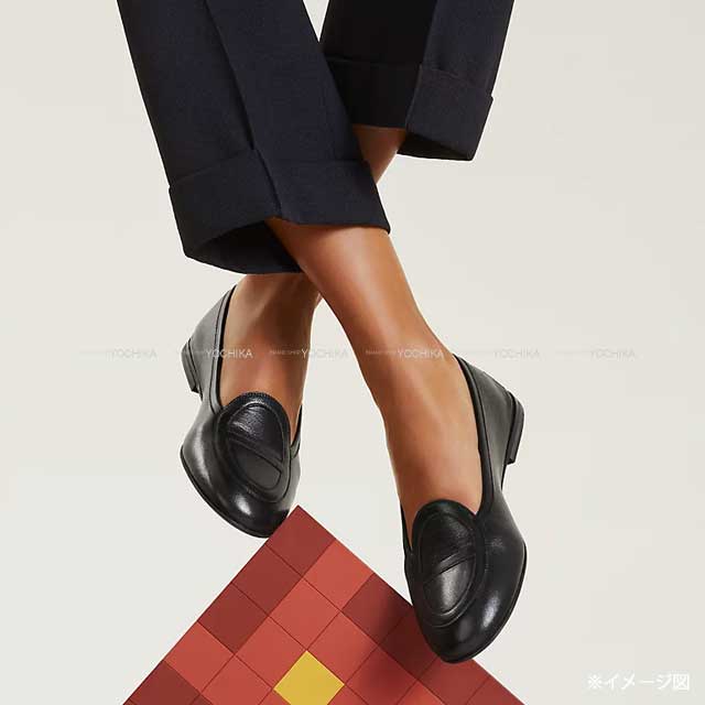 HERMES loafers Moccasin Shoes Julia #39 Noir (Black) Chevre Myzore 39[BRAND NEW][Authentic]