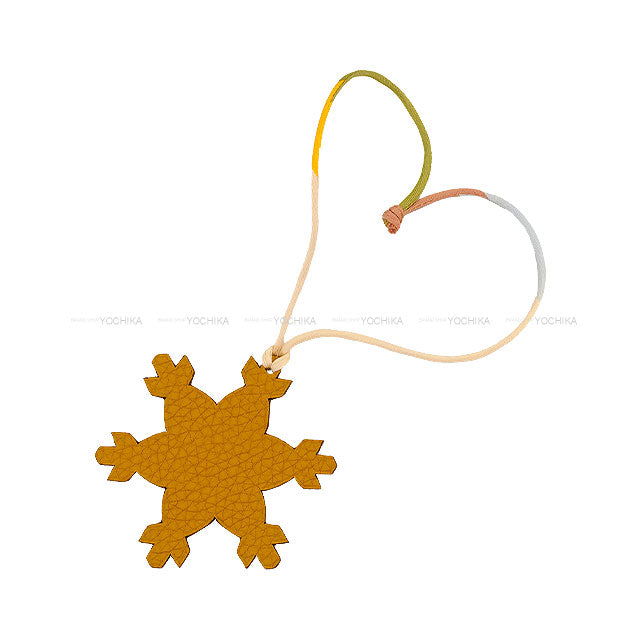 HERMES bag charm Petit H Snowy crystal Snow flake Caramel/Canopee Veau Togo/Chevre Mysore[BRAND NEW][Authentic]