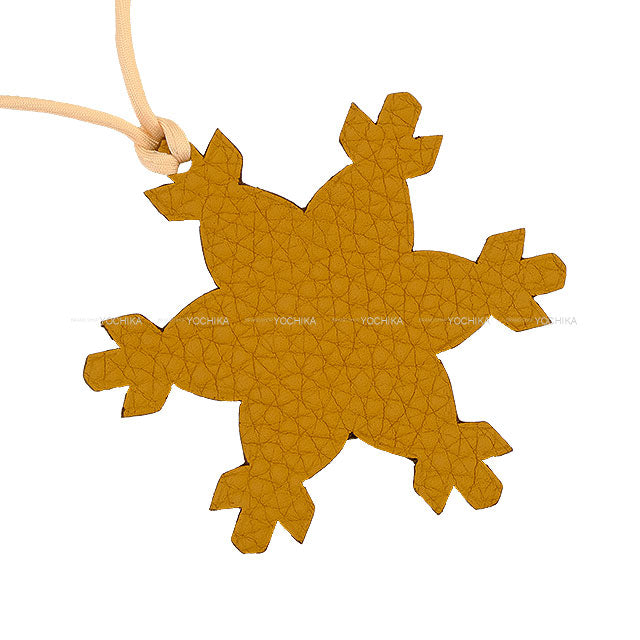 HERMES bag charm Petit H Snowy crystal Snow flake Caramel/Canopee Veau Togo/Chevre Mysore[BRAND NEW][Authentic]