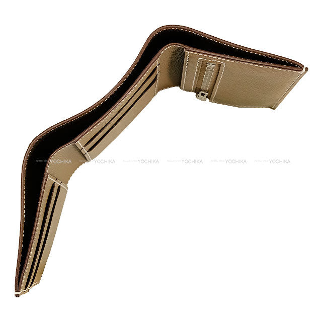 [Pre-loved] HERMES Tri-fold wallet Bearn Combine Etoupe Veau Epsom Silver HW Stamp Z[USED SA][Authentic]