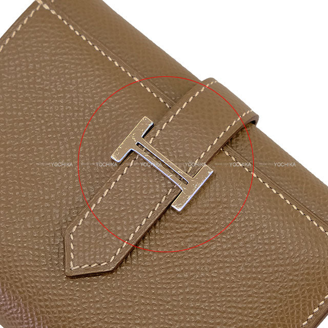 [Pre-loved] HERMES Tri-fold wallet Bearn Combine Etoupe Veau Epsom Silver HW Stamp Z[USED SA][Authentic]