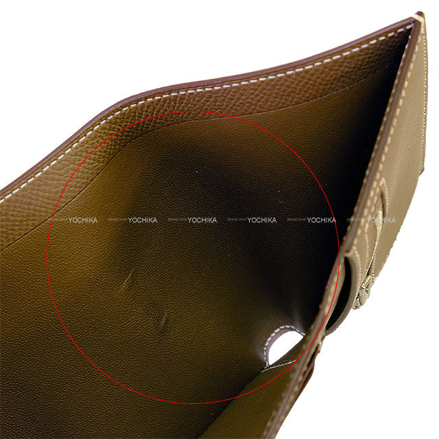 [Pre-loved] HERMES Tri-fold wallet Bearn Combine Etoupe Veau Epsom Silver HW Stamp Z[USED SA][Authentic]