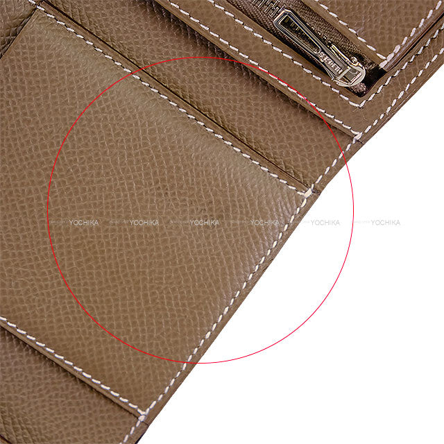 [Pre-loved] HERMES Tri-fold wallet Bearn Combine Etoupe Veau Epsom Silver HW Stamp Z[USED SA][Authentic]