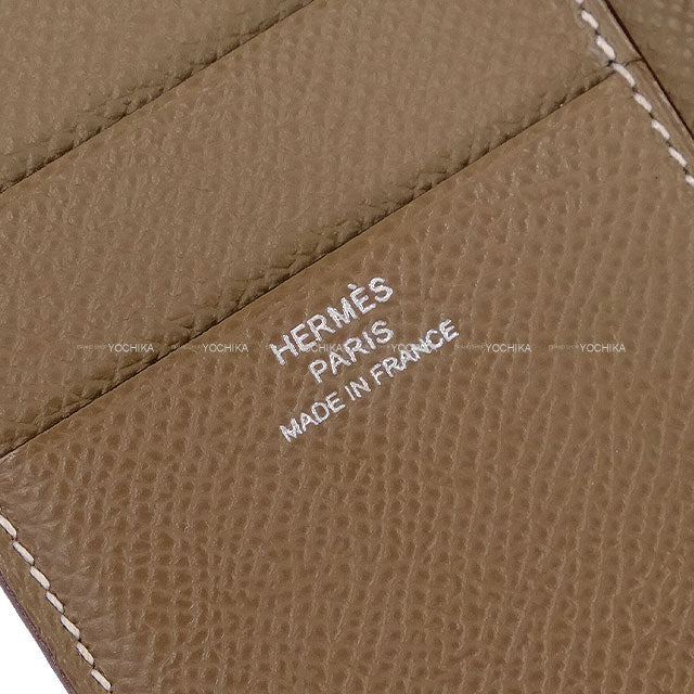 [Pre-loved] HERMES Tri-fold wallet Bearn Combine Etoupe Veau Epsom Silver HW Stamp Z[USED SA][Authentic]