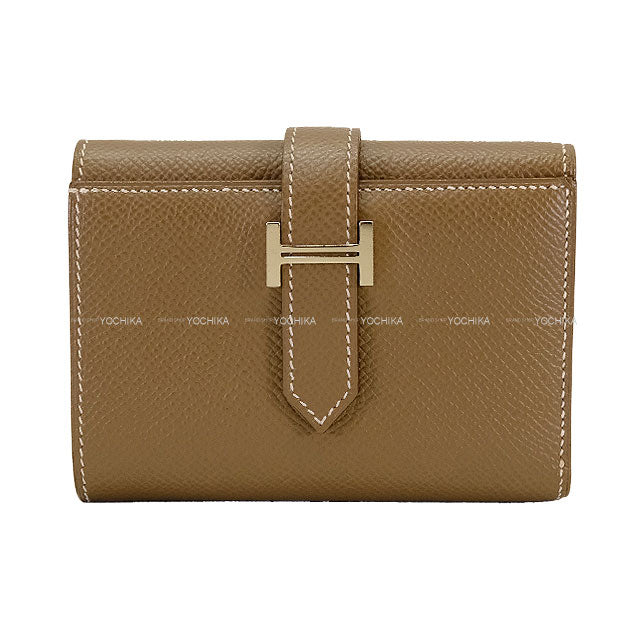 [Pre-loved] HERMES Tri-fold wallet Bearn Combine Etoupe Veau Epsom Silver HW Stamp Z[USED SA][Authentic]