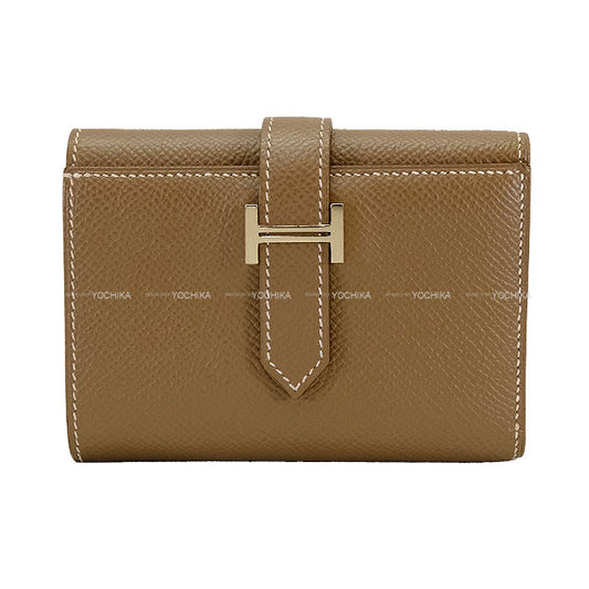 [Pre-loved] HERMES Tri-fold wallet Bearn Combine Etoupe Veau Epsom Silver HW Stamp Z[USED SA][Authentic]