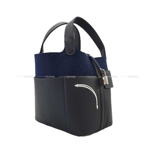 HERMES Handbag Picotin Lock 18 PM Go Team Caban/Bleu Nuit Feutre(Felt)/Veau Swift Silver HW Stamp W[BRAND NEW][Authentic]
