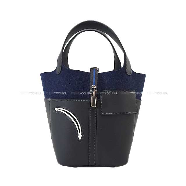 HERMES Handbag Picotin Lock 18 PM Go Team Caban/Bleu Nuit Feutre(Felt)/Veau Swift Silver HW Stamp W[BRAND NEW][Authentic]