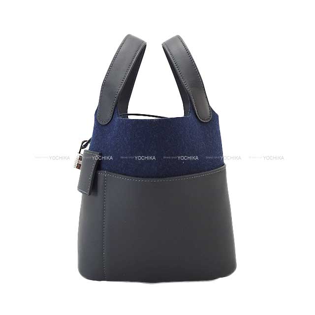 HERMES Handbag Picotin Lock 18 PM Go Team Caban/Bleu Nuit Feutre(Felt)/Veau Swift Silver HW Stamp W[BRAND NEW][Authentic]