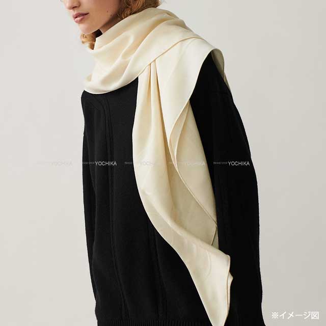 2024 S/S HERMES scarf Carre 115 Bouclerie Moderne Craie Cashmere100%[EXCELLENT][Authentic]