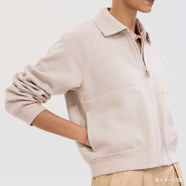 HERMES Blouson Zip up jacket Chaine D'ancre Compose Ivory Virgin Wool100% Silver HW[EXCELLENT][Authentic]