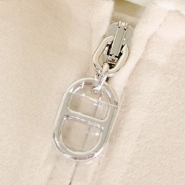 HERMES Blouson Zip up jacket Chaine D'ancre Compose Ivory Virgin Wool100% Silver HW[EXCELLENT][Authentic]