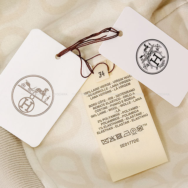HERMES Blouson Zip up jacket Chaine D'ancre Compose Ivory Virgin Wool100% Silver HW[EXCELLENT][Authentic]