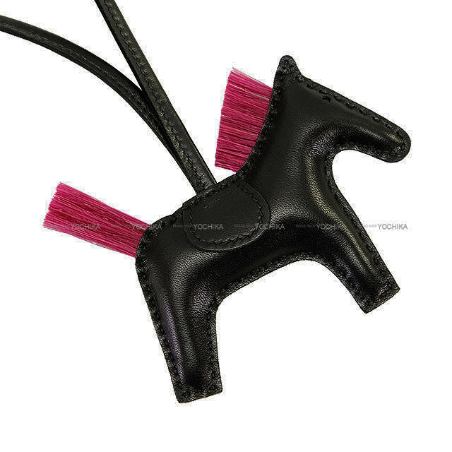 HERMES bag charm Rodeo PM Noir (Black)/Magnolia Agneau Milo/Clinoran(Crinoline) Stamp W[EXCELLENT][Authentic]