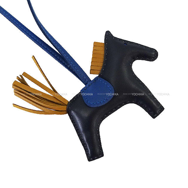 HERMES bag charm Rodeo PM Bleu Nuit/Blue Tie/Kraft Agneau Milo Stamp W[BRAND NEW][Authentic]