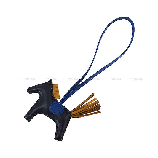 HERMES bag charm Rodeo PM Bleu Nuit/Blue Tie/Kraft Agneau Milo Stamp W[BRAND NEW][Authentic]