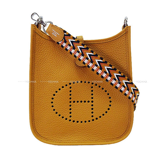 HERMES Shoulder bag Evelyne 16 TPM Sangles Zigzag Sesami/Noir (Black)/Blanc (White) Taurillon Clemence/Toile Silver HW Stamp U[EXCELLENT][Authentic]