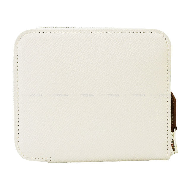 HERMES Bi-fold wallet Azap Silk'in Compact Mors&Co New Gris Perle/Rubis Veau Epsom/Veau Barenia/Silk Silver HW Stamp B[EXCELLENT][Authentic]