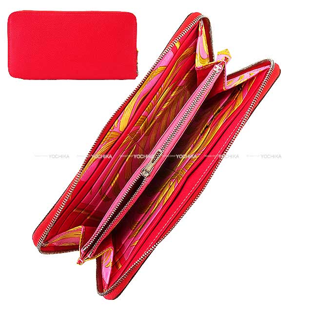 HERMES long wallet Azap Silk'in Long Royal Tiger Bougainvillier Veau Epsom/Veau Barenia/Silk Silver HW Stamp □N[EXCELLENT][Authentic]