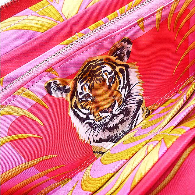 HERMES long wallet Azap Silk'in Long Royal Tiger Bougainvillier Veau Epsom/Veau Barenia/Silk Silver HW Stamp □N[EXCELLENT][Authentic]