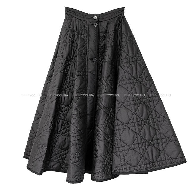 Dior skirt midi Macrocannage quilting technical taffeta Noir (Black) Polyester 157J67A2827_X9000[EXCELLENT][Authentic]