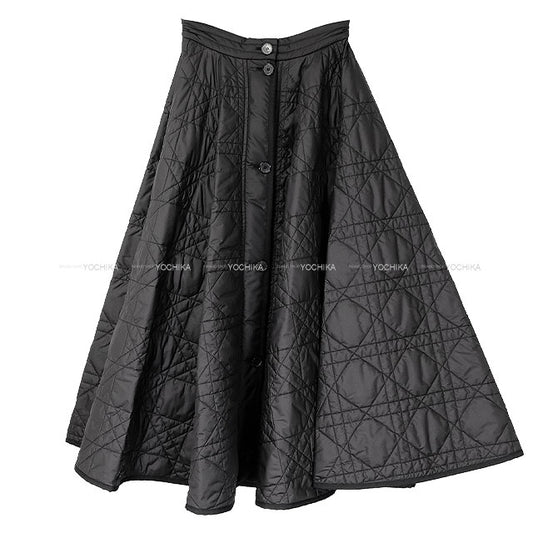 Dior skirt midi Macrocannage quilting technical taffeta Noir (Black) Polyester 157J67A2827_X9000[EXCELLENT][Authentic]