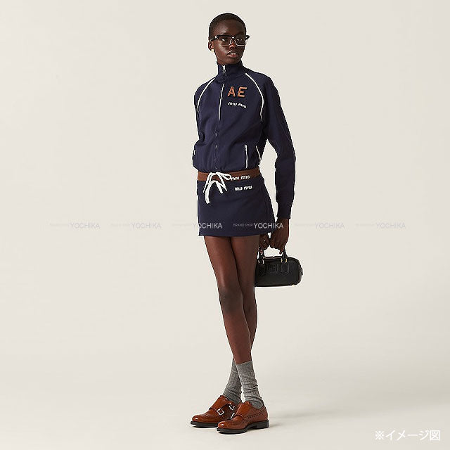 Miu Miu Hooded sweatshirt Technical zip-up sweat Navy Nyron #36 #36 MMF881 S000 1480[BRAND NEW][Authentic]