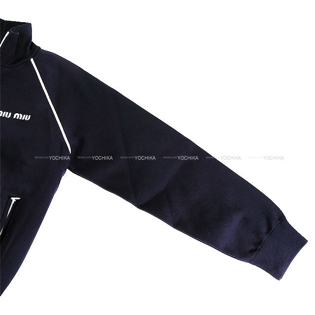 Miu Miu Hooded sweatshirt Technical zip-up sweat Navy Nyron #36 #36 MMF881 S000 1480[BRAND NEW][Authentic]