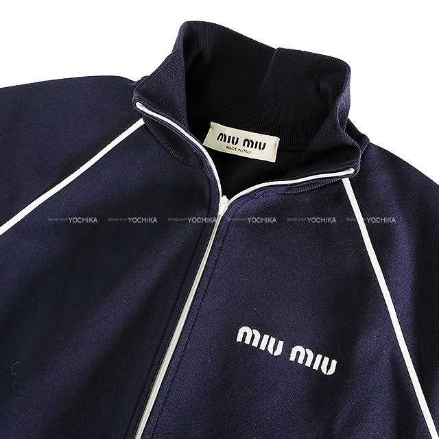 Miu Miu Hooded sweatshirt Technical zip-up sweat Navy Nyron #36 #36 MMF881 S000 1480[BRAND NEW][Authentic]
