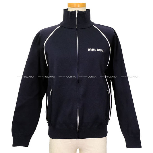 Miu Miu Hooded sweatshirt Technical zip-up sweat Navy Nyron #36 #36 MMF881 S000 1480[BRAND NEW][Authentic]
