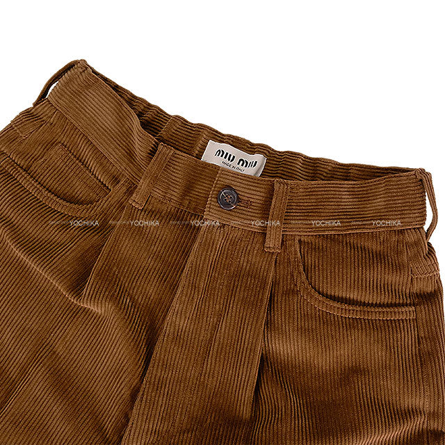 Miu Miu Pants Wide Garment Brown Cotton #36 MP1744 S000 14BD[BRAND NEW][Authentic]