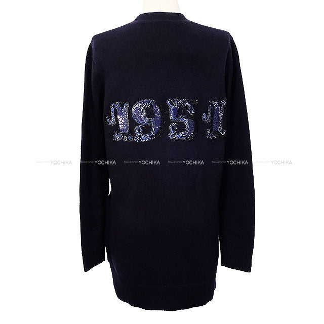 MAX MARA Cardigan Sequin Embroidery 1951 Middle Navy Wool/Cashmere #S[BRAND NEW][Authentic]