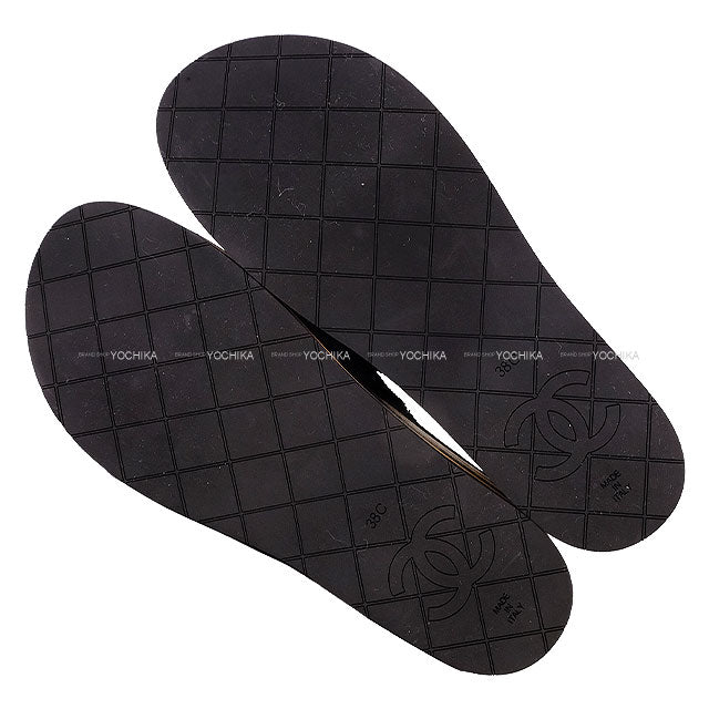 Cruise 2025 New CHANEL Beach sandal Coco mark border #38C Noir