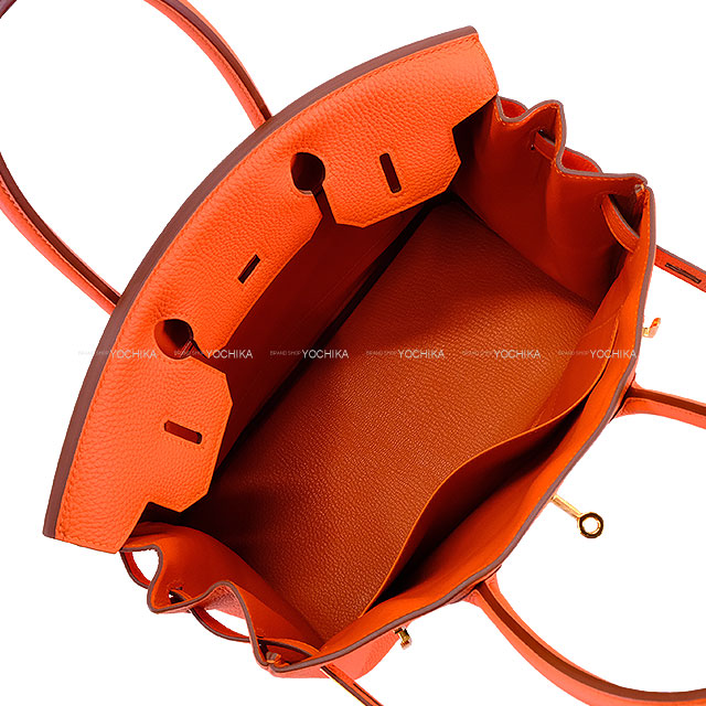 HERMES Handbag Birkin30 Orange Veau Togo Gold HW Stamp Y[EXCELLENT][Authentic]