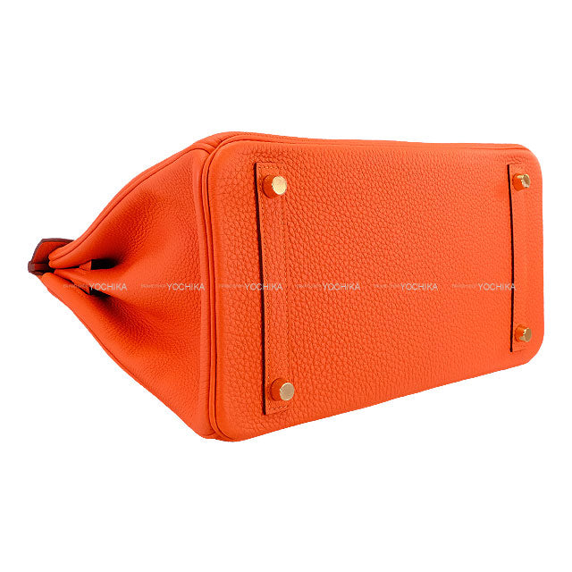 HERMES Handbag Birkin30 Orange Veau Togo Gold HW Stamp Y[EXCELLENT][Authentic]